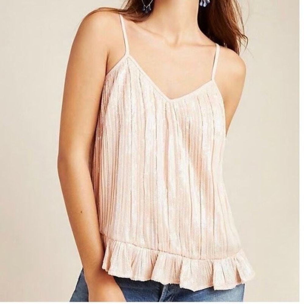 Anthropologie Amelie pink sequin tank top NWOT